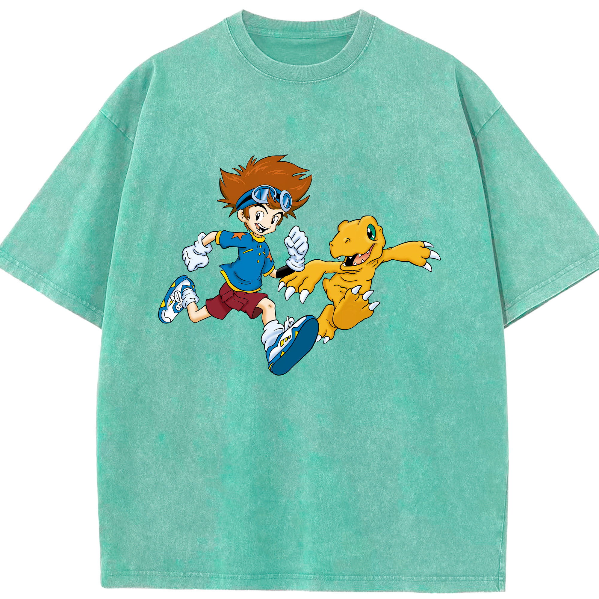 （画像用） Digimon デジタルモンスター/デジモン 綿100% ヴィンテージ風 半袖Tシャツ（フロントプリント）